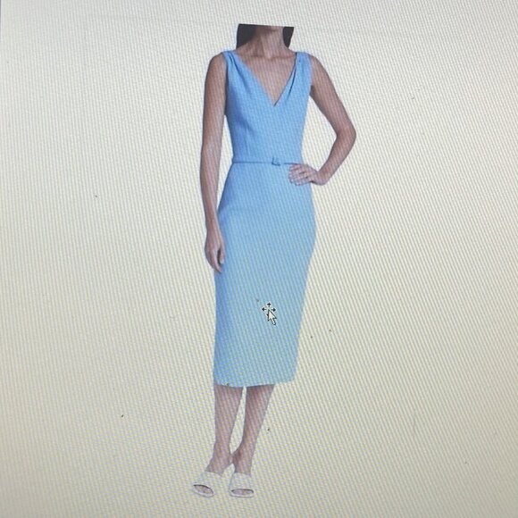 OSCAR De La RENTA Wool Pencil Sleeveless Dress in Pacific Blue $700!!!! - Picture 1 of 9